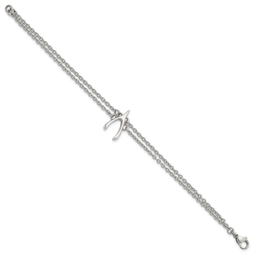 Stainless Steel Polished 2-Strand Wishbone Bracelet