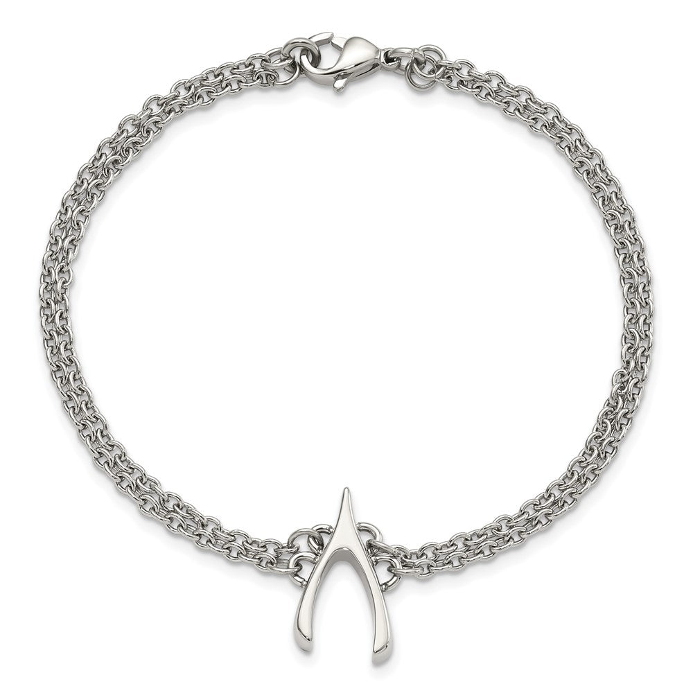 Stainless Steel Polished 2-Strand Wishbone Bracelet