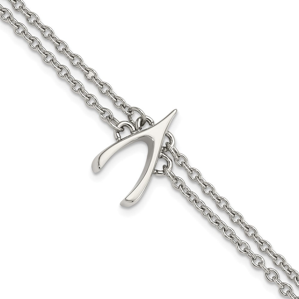 Stainless Steel Polished 2-Strand Wishbone Bracelet