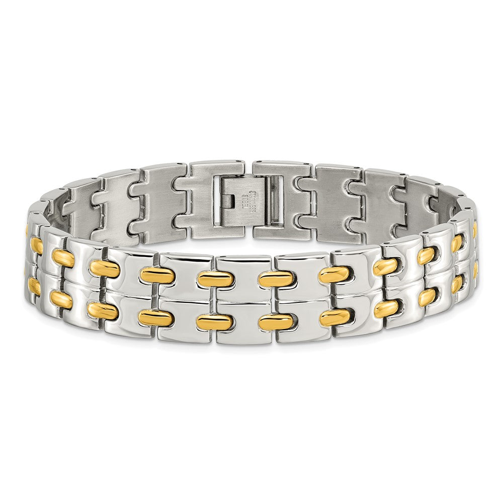 Chisel Stainless Steel Polished Yellow IP-plated 8.5 inch Link Bracelet