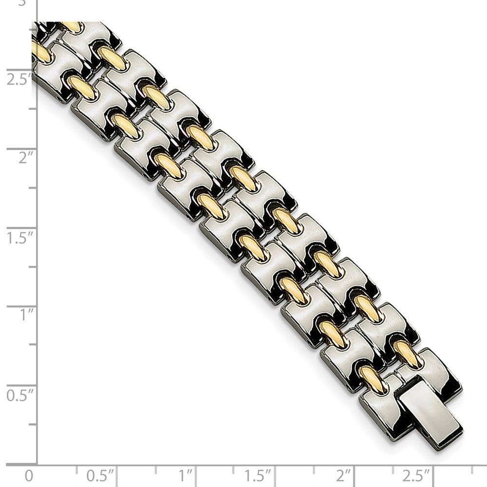 Chisel Stainless Steel Polished Yellow IP-plated 8.5 inch Link Bracelet