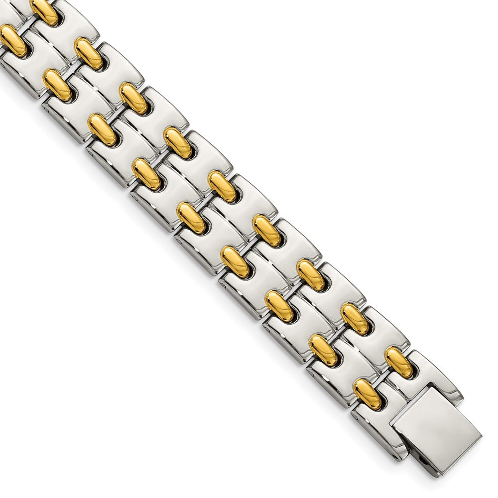 Chisel Stainless Steel Polished Yellow IP-plated 8.5 inch Link Bracelet