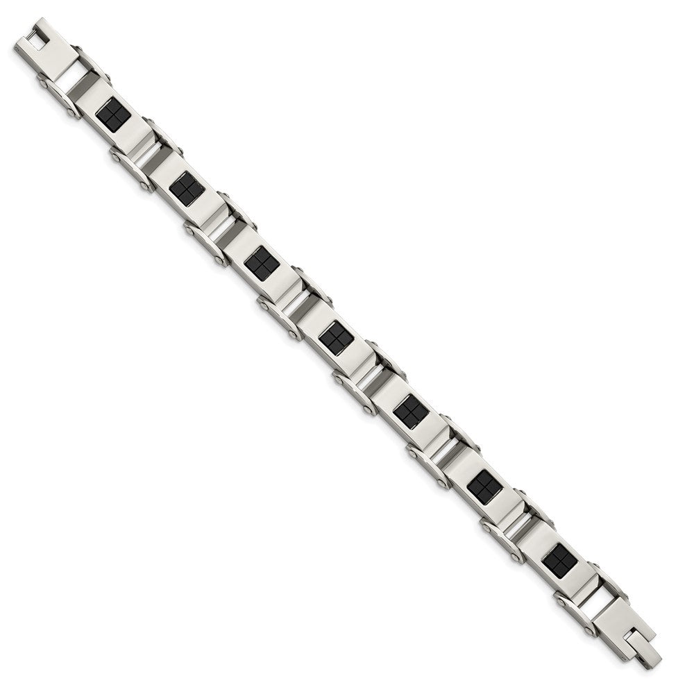 Stainless Steel Polished Black IP-plated 8.5in Bracelet