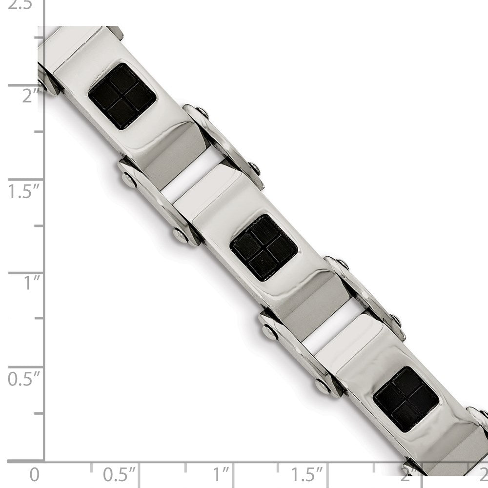 Stainless Steel Polished Black IP-plated 8.5in Bracelet