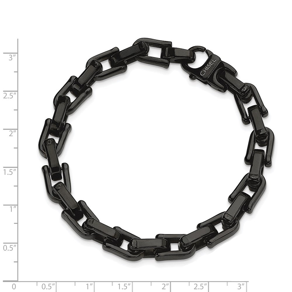 Chisel Stainless Steel Polished Black IP-plated 8.5 inch Fancy Link Bracelet