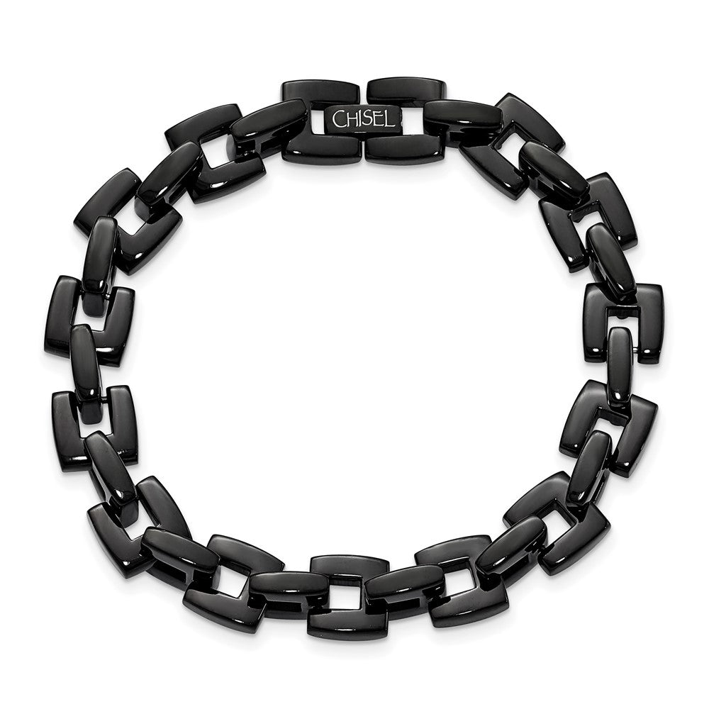 Chisel Stainless Steel Polished Black IP-plated 9 inch Bracelet