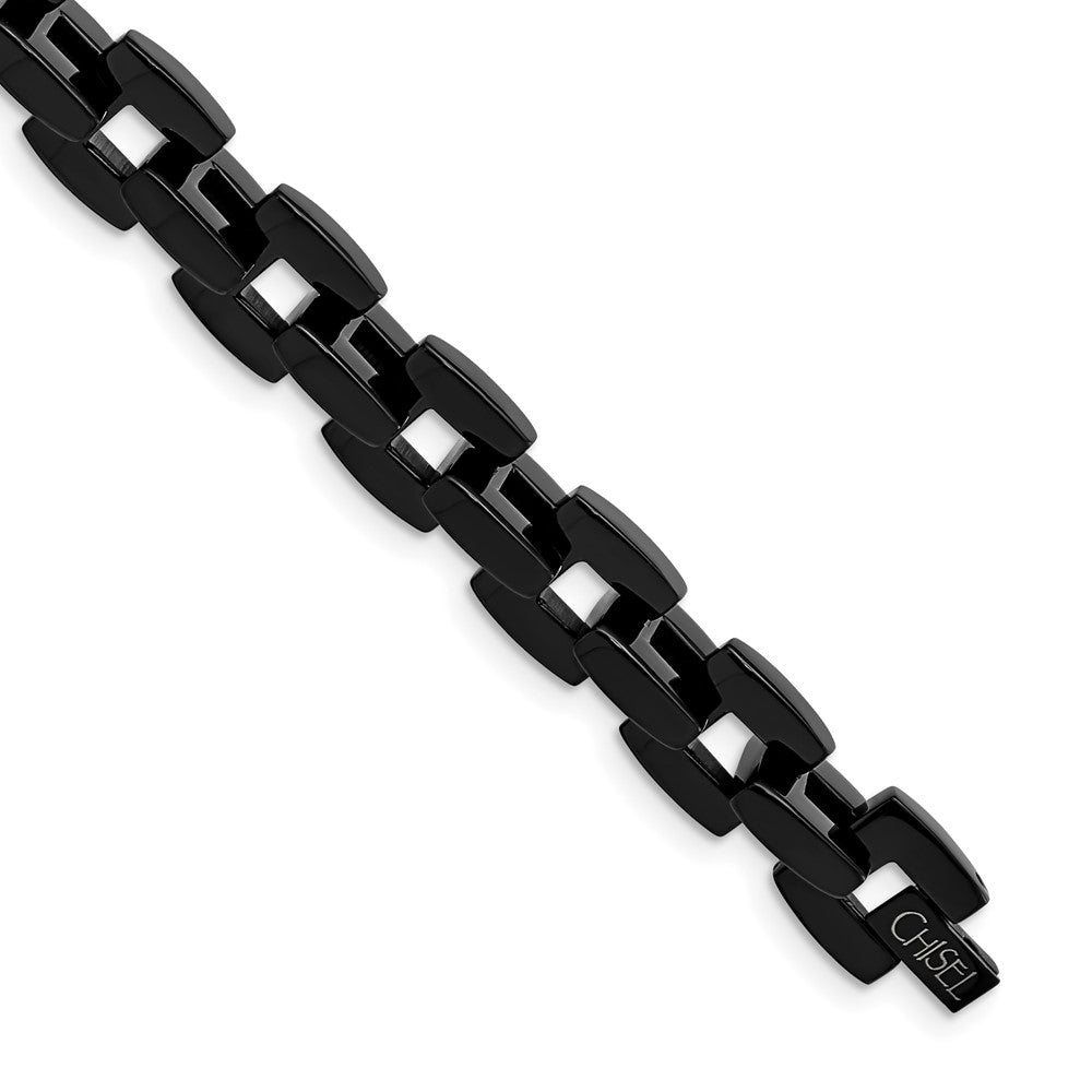 Chisel Stainless Steel Polished Black IP-plated 9 inch Bracelet