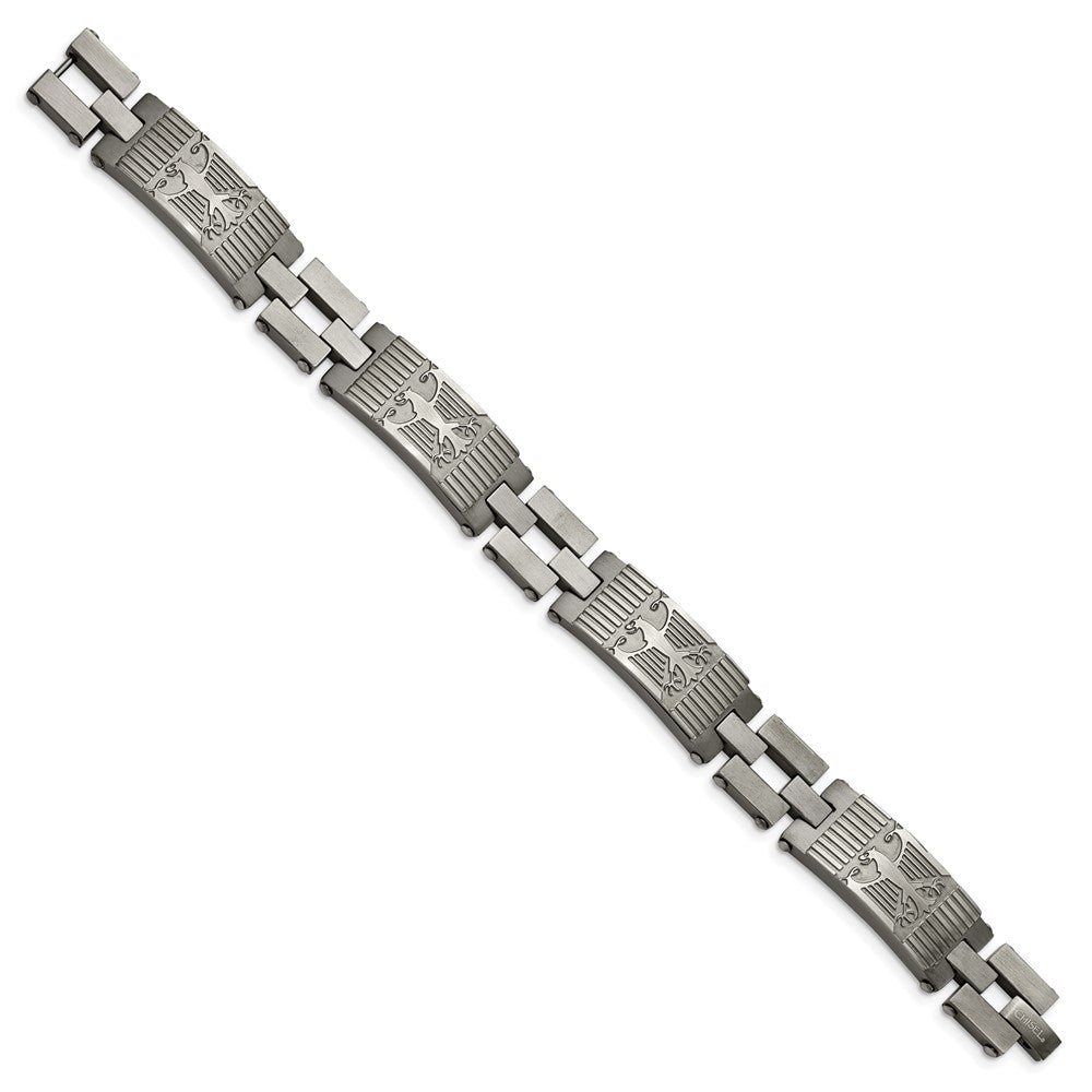 Chisel Stainless Steel Antiqued and Brushed 8.5 inch Eagle Link Bracelet