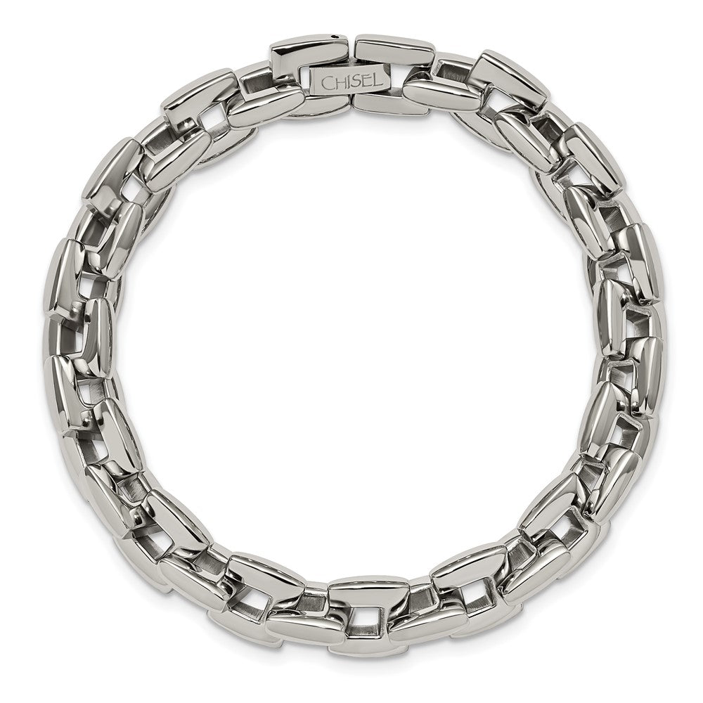 Chisel Stainless Steel Polished 9 inch Square Link Bracelet