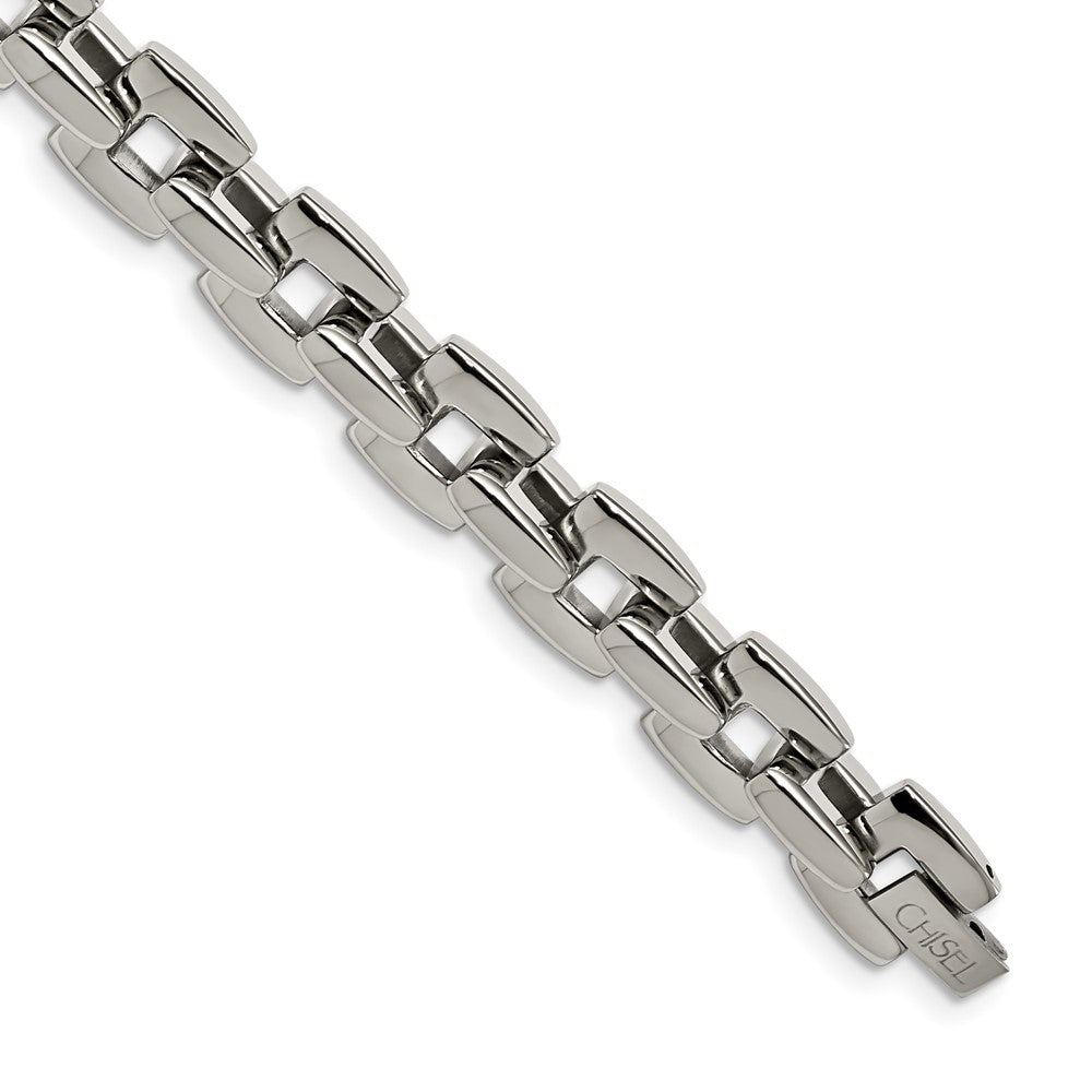 Chisel Stainless Steel Polished 9 inch Square Link Bracelet