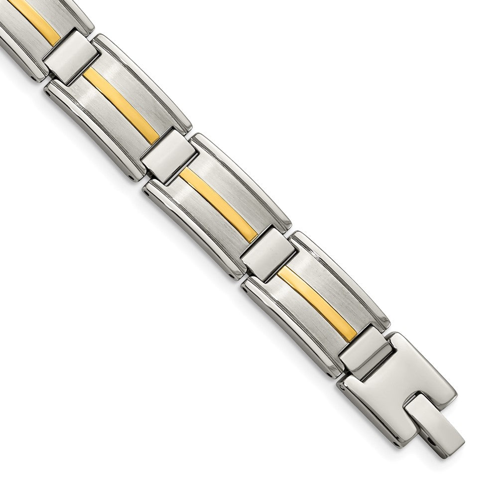 Chisel Stainless Steel with 14k Gold Accent Brushed and Polished 8.75 inch Link Bracelet