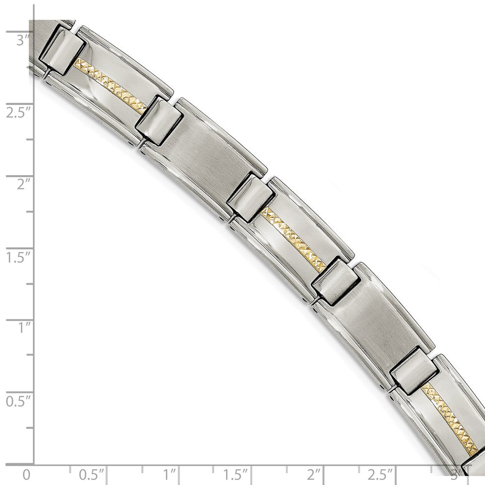 Chisel Stainless Steel with 14k Gold Accent Brushed and Polished 8.75 inch Link Bracelet