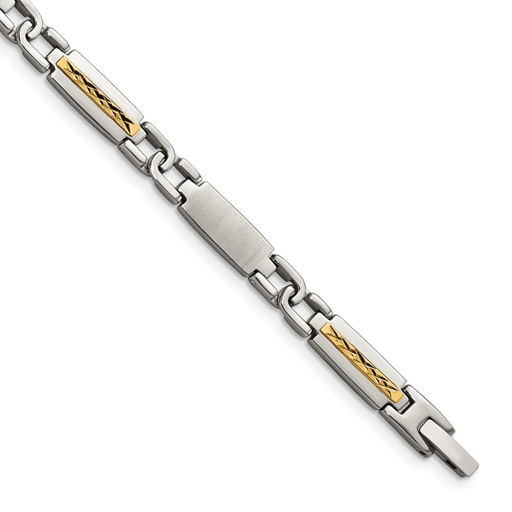 Chisel Stainless Steel with 14k Gold Accent Brushed and Polished 8.75 inch Link Bracelet