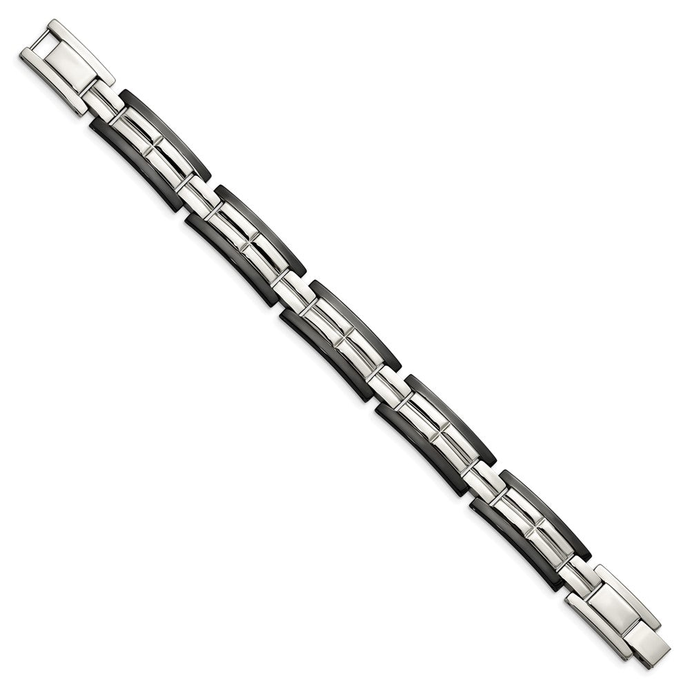 Chisel Stainless Steel Polished Black IP-plated 8.5 inch Link Bracelet