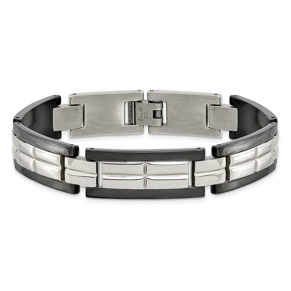 Chisel Stainless Steel Polished Black IP-plated 8.5 inch Link Bracelet