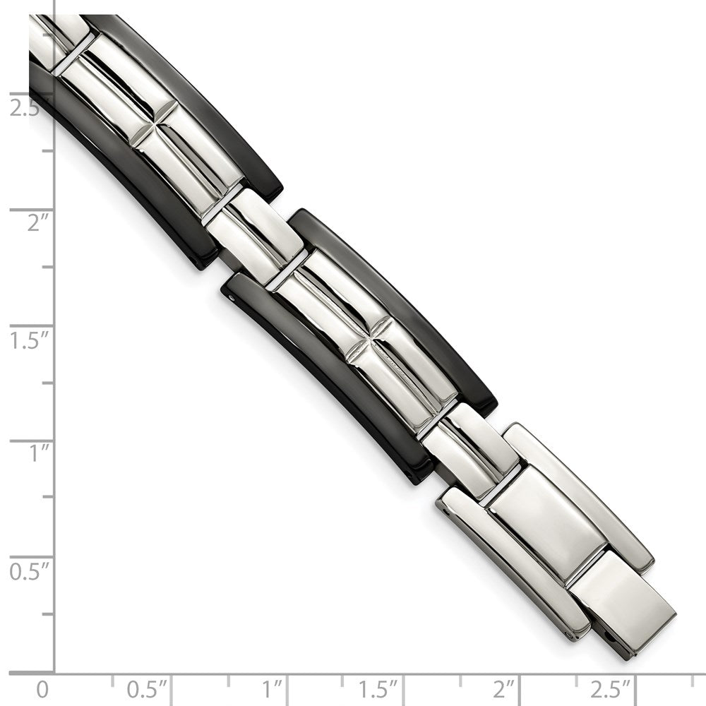 Chisel Stainless Steel Polished Black IP-plated 8.5 inch Link Bracelet