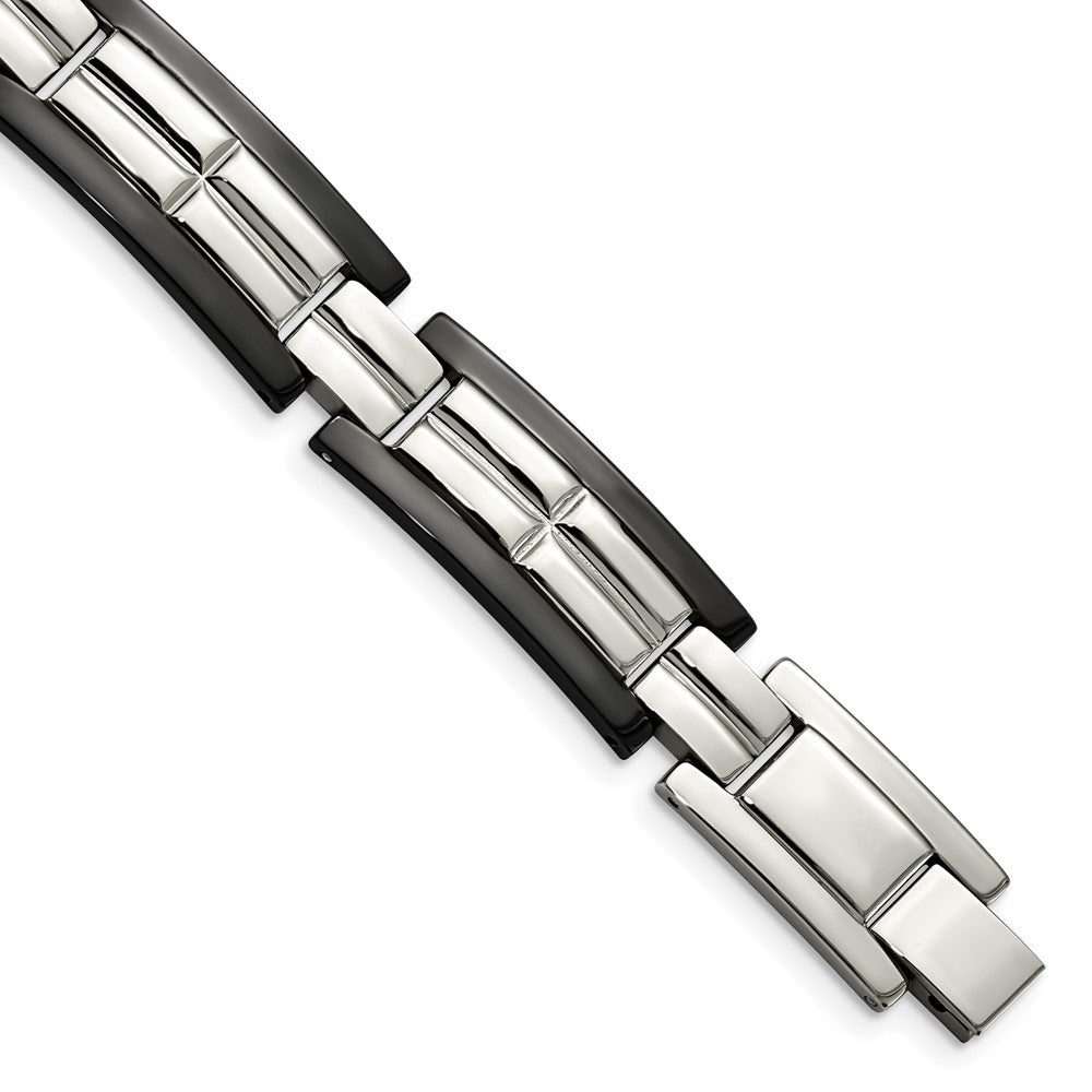 Chisel Stainless Steel Polished Black IP-plated 8.5 inch Link Bracelet