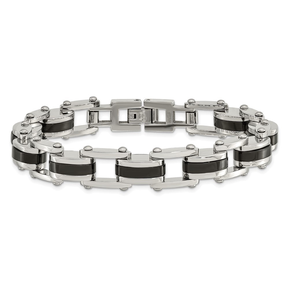 Chisel Stainless Steel Polished Black IP-plated 8.5 inch Bracelet