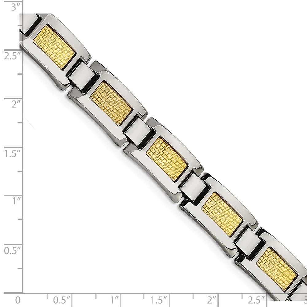 Chisel Stainless Steel Polished with 18k Gold Foil Inlay 8.25 inch Link Bracelet