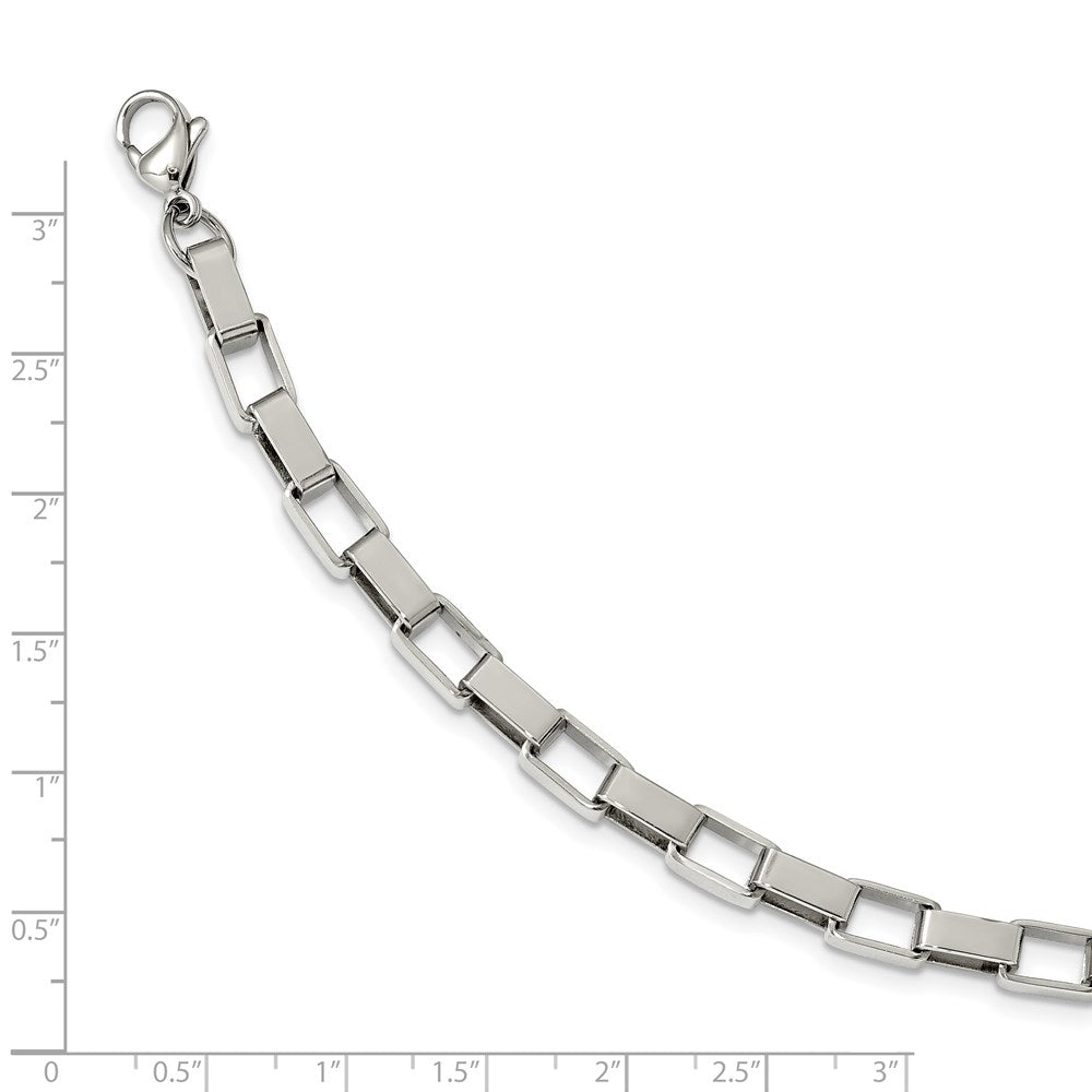 Chisel Stainless Steel Polished 8 inch Square Link Bracelet