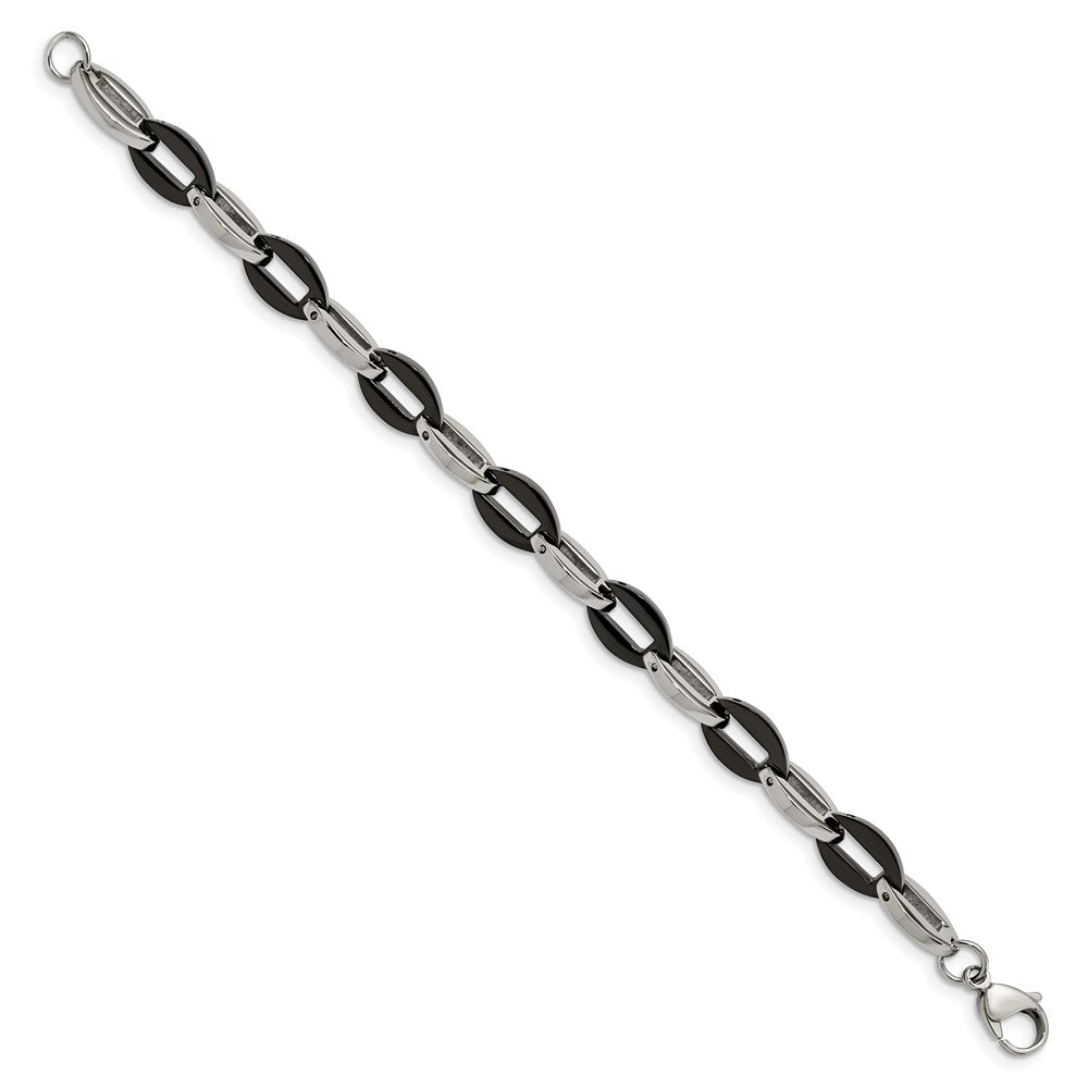 Chisel Stainless Steel Polished Black IP-plated 7.5 inch Oval Link Bracelet