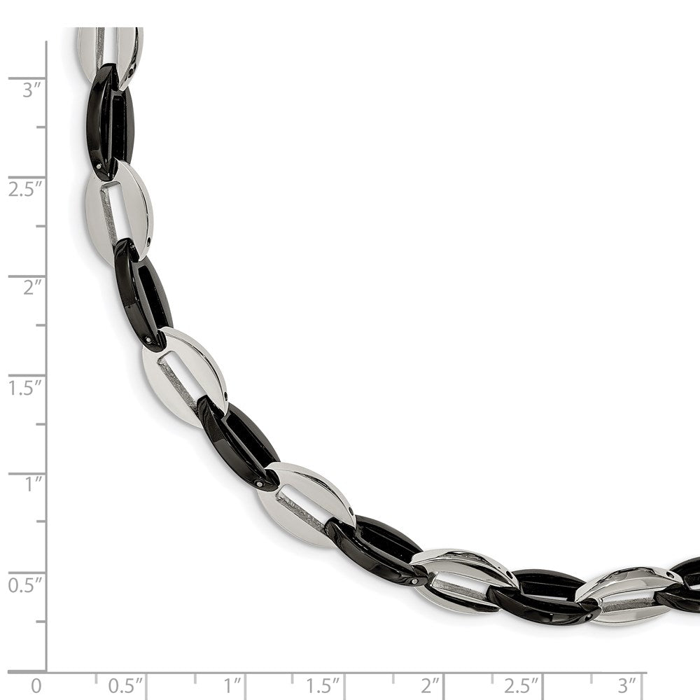 Chisel Stainless Steel Polished Black IP-plated 7.5 inch Oval Link Bracelet