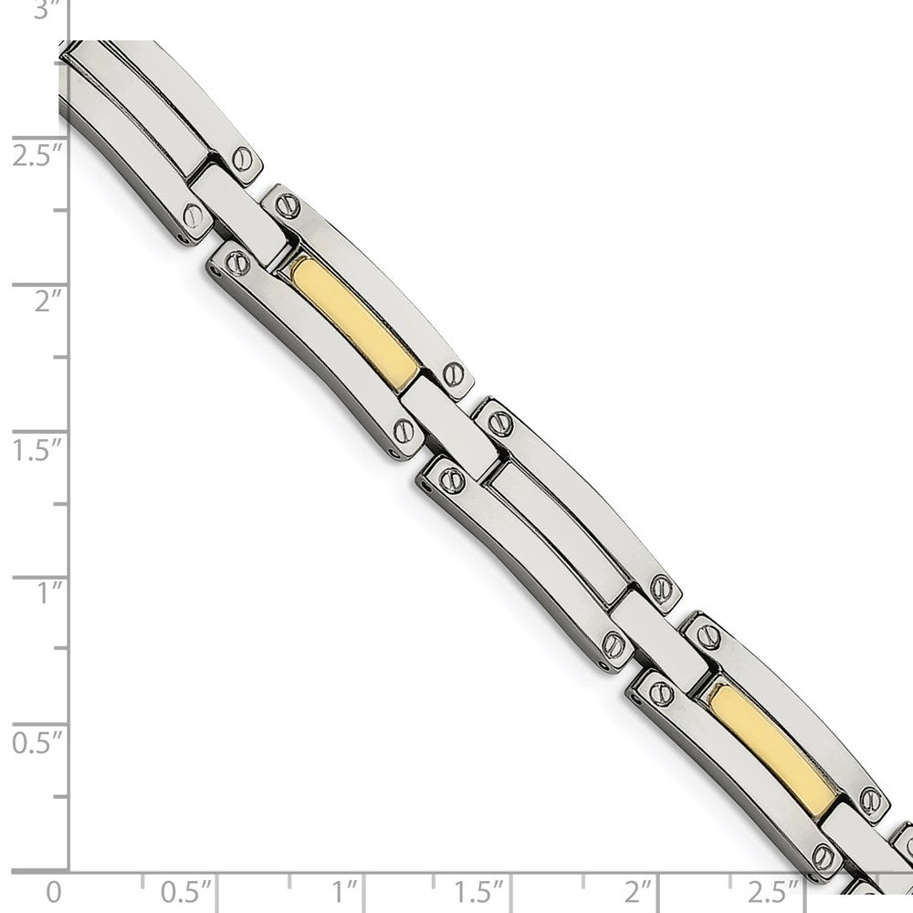 Chisel Stainless Steel with 14k Gold Accent Polished 8.5 inch Link Bracelet