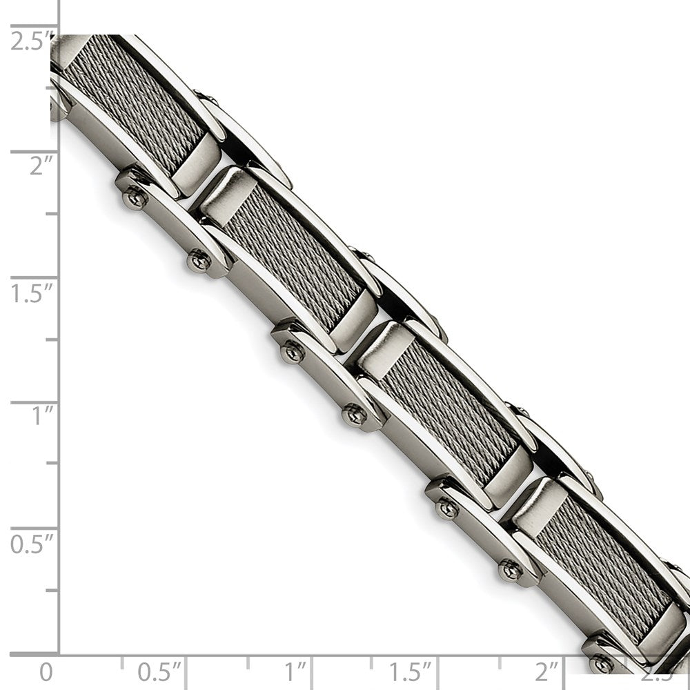 Chisel Stainless Steel Brushed and Polished with Cable Inlay 8.5 inch Link Bracelet