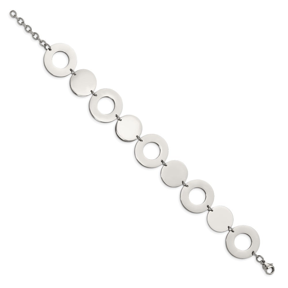 Chisel Stainless Steel Polished 7.5 inch Circle Link Bracelet