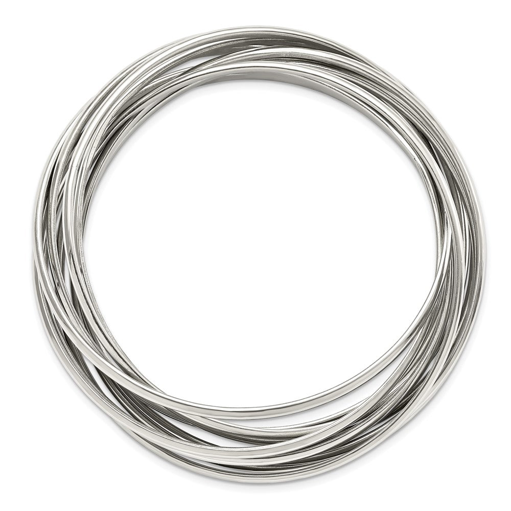 Chisel Stainless Steel Polished 9 Piece Set of Intertwined Bangles