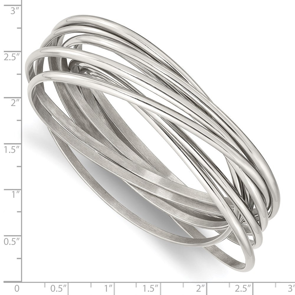 Chisel Stainless Steel Polished 9 Piece Set of Intertwined Bangles