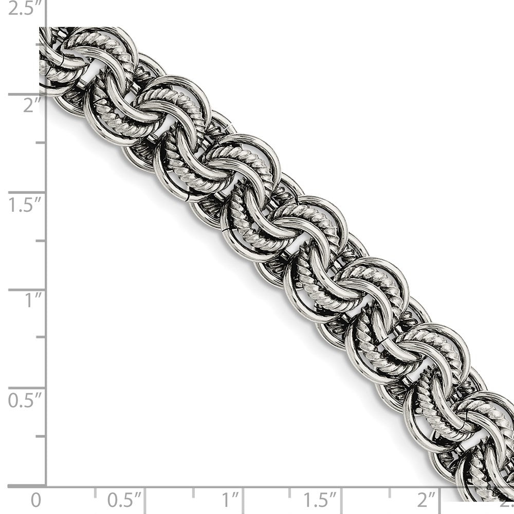 Chisel Stainless Steel Polished and Textured 7.75 inch Multi Link Bracelet