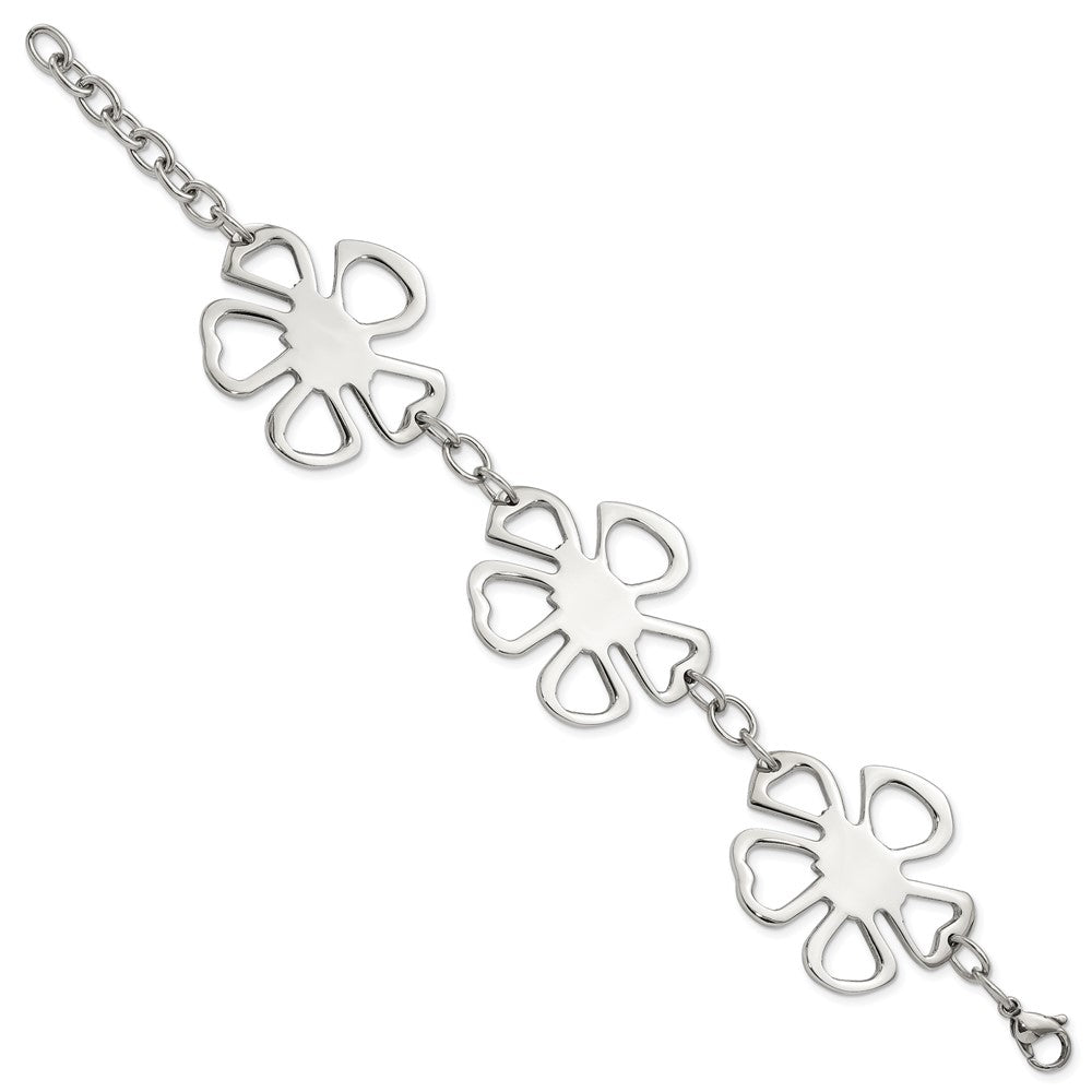 Stainless Steel Polished Flowers Bracelet