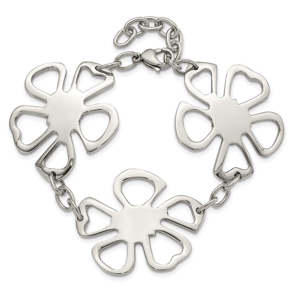 Stainless Steel Polished Flowers Bracelet