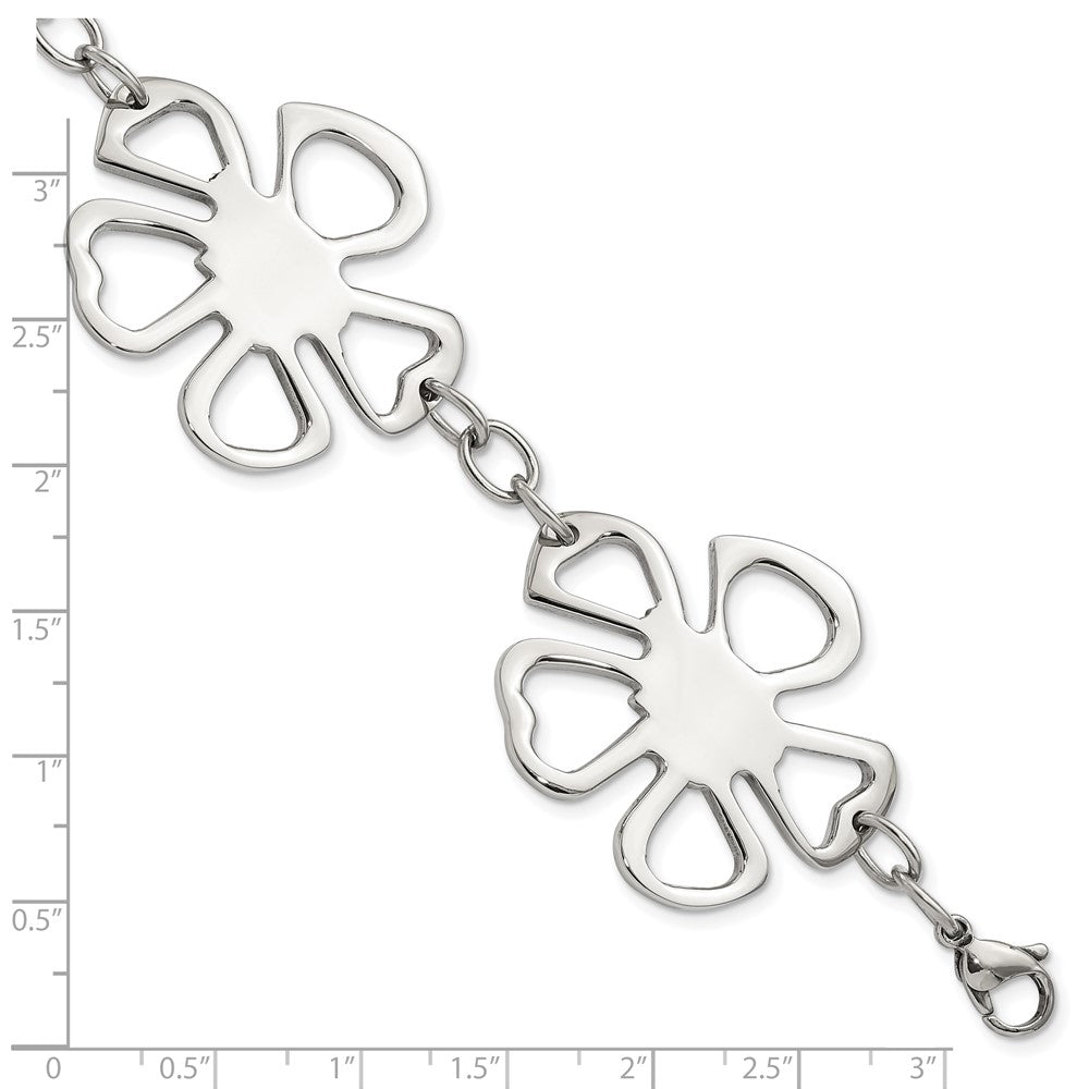 Stainless Steel Polished Flowers Bracelet