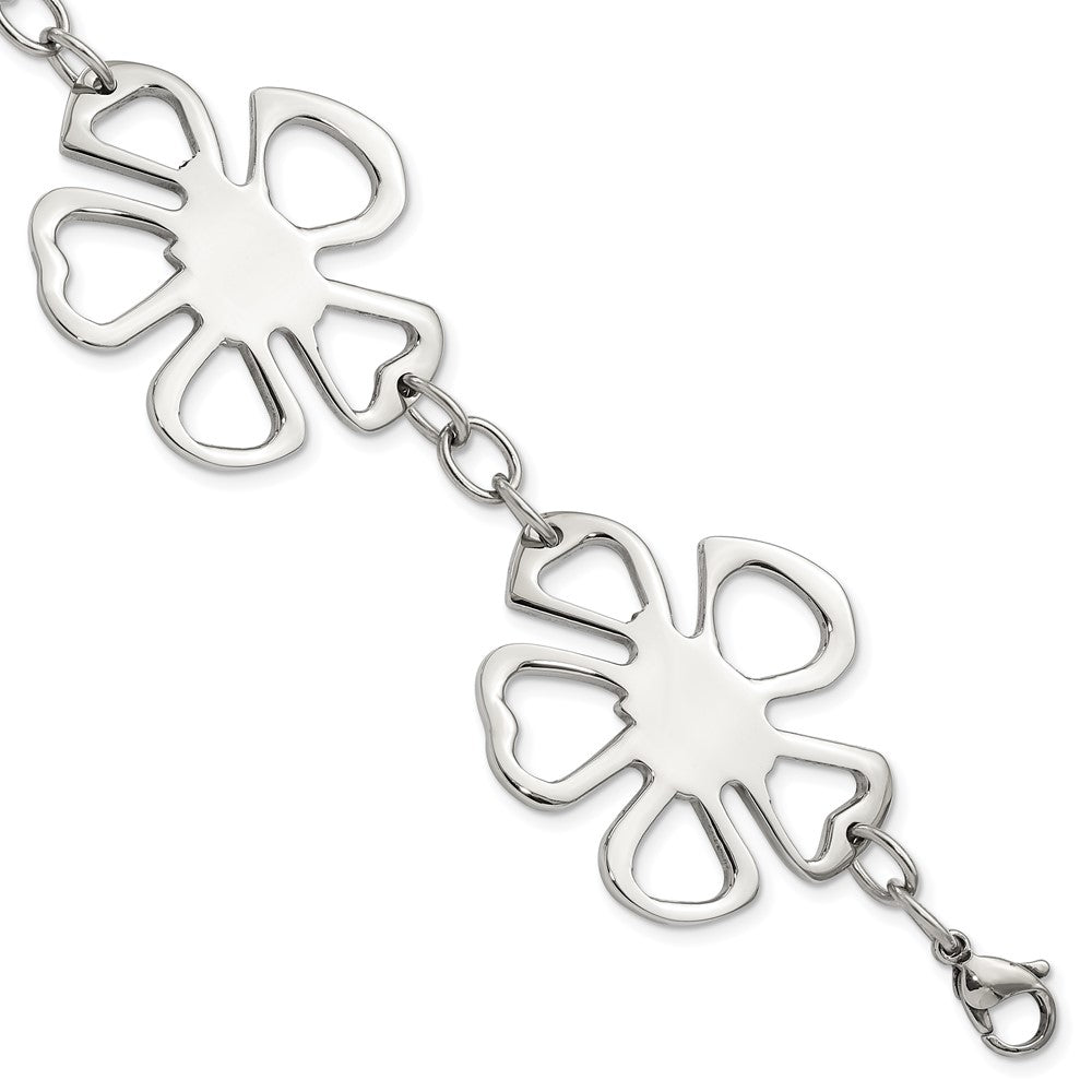 Stainless Steel Polished Flowers Bracelet