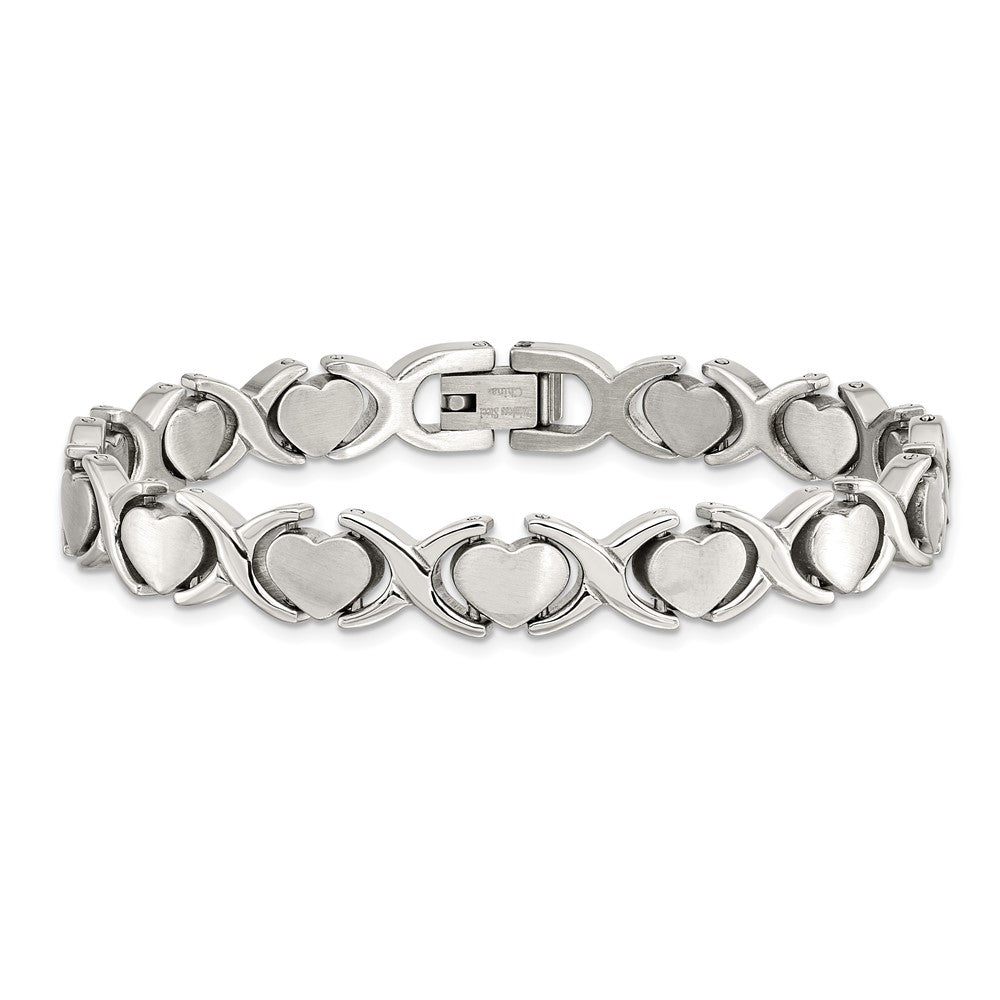 Chisel Stainless Steel Brushed and Polished 8 inch Stampato Bracelet