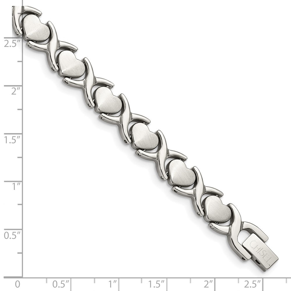 Chisel Stainless Steel Brushed and Polished 8 inch Stampato Bracelet