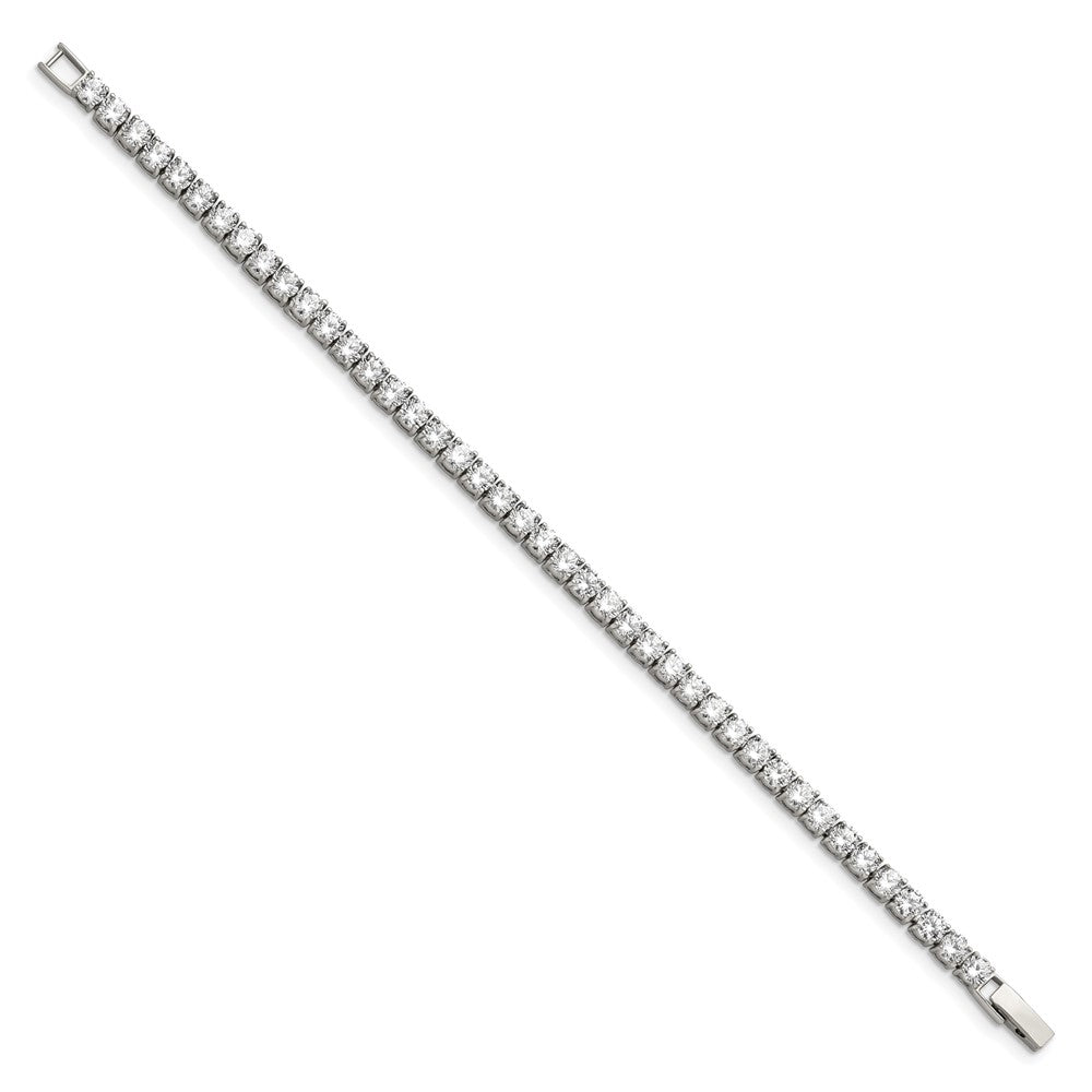 Chisel Stainless Steel Polished CZ 7.5 inch Tennis Bracelet