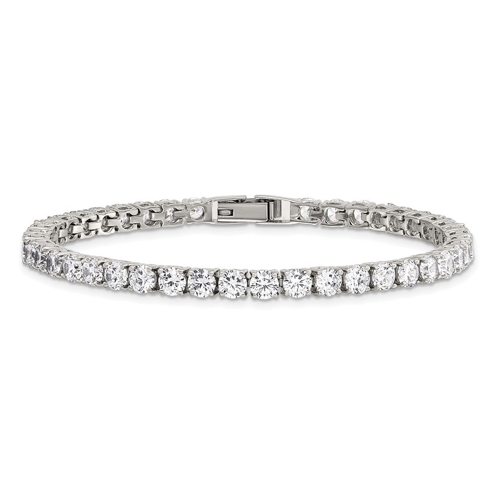 Chisel Stainless Steel Polished CZ 7.5 inch Tennis Bracelet