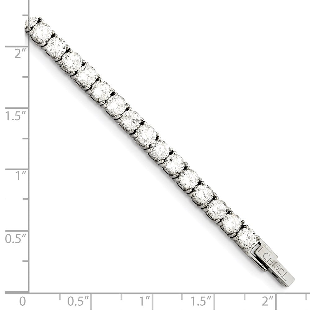 Chisel Stainless Steel Polished CZ 7.5 inch Tennis Bracelet