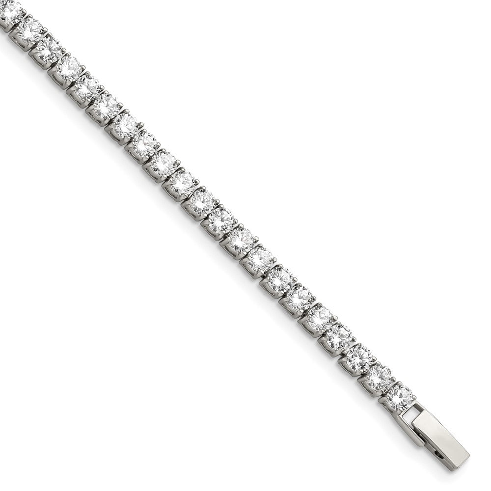 Chisel Stainless Steel Polished CZ 7.5 inch Tennis Bracelet