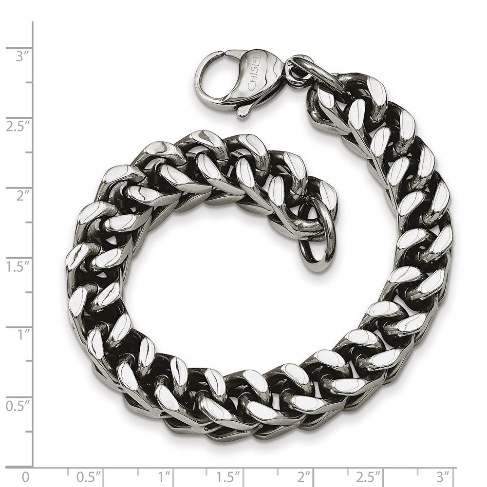 Chisel Stainless Steel Polished 9.5 inch Heavy Wheat Bracelet