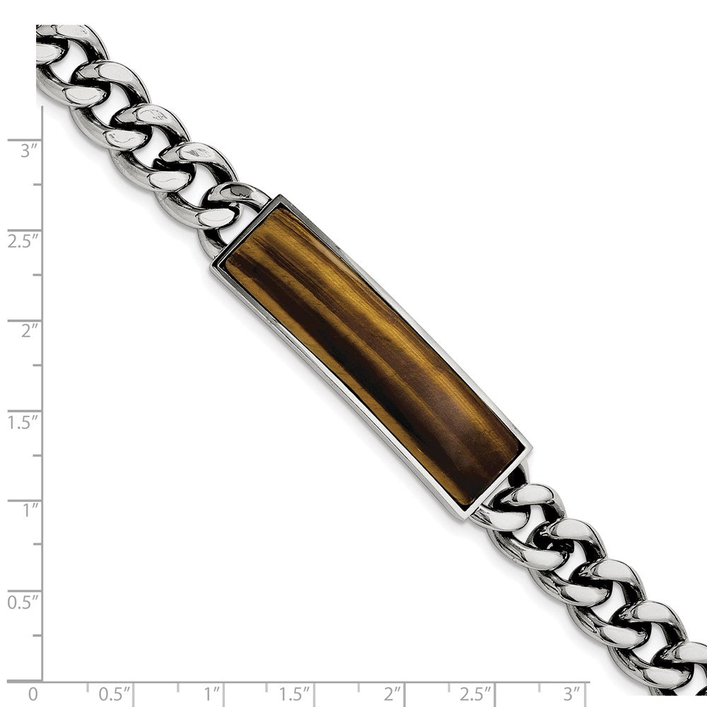 Chisel Stainless Steel Polished with Tiger's Eye Inlay 8.25 inch ID Bracelet