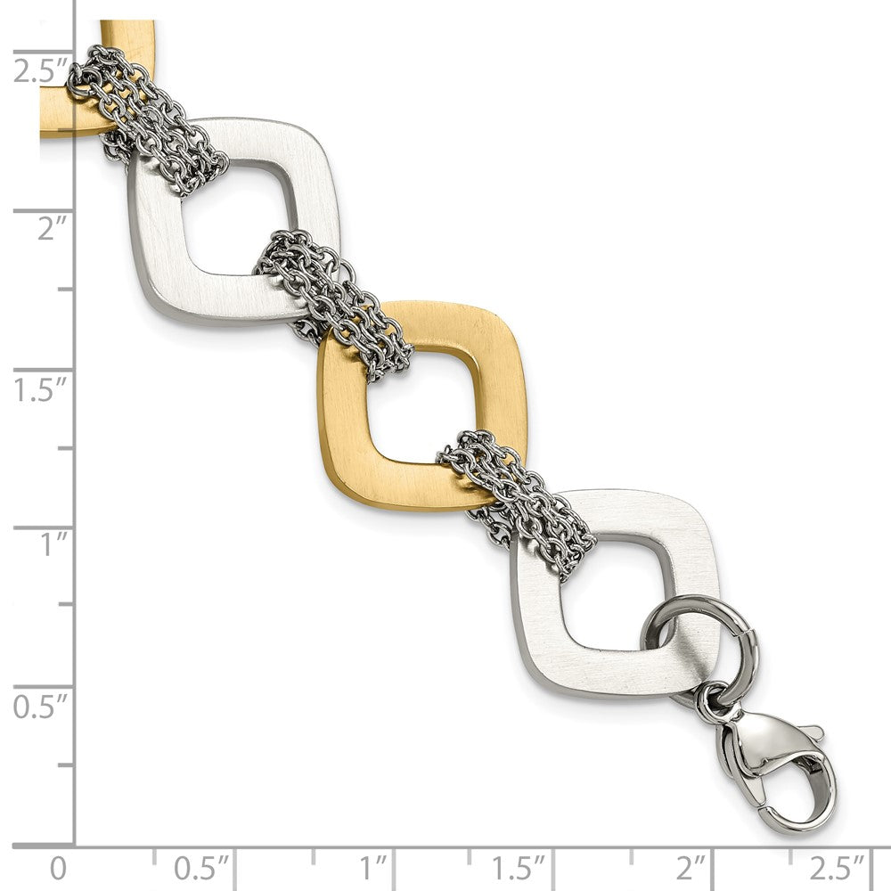 Stainless Steel Yellow IP plated Brushed Link Bracelet