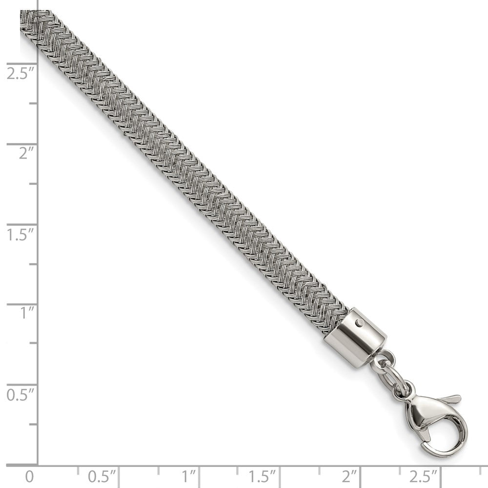 Chisel Stainless Steel Polished and Textured Wire 8 inch Bracelet