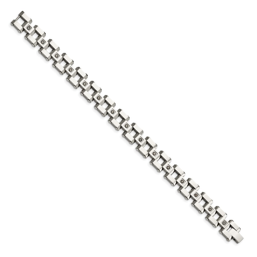 Chisel Stainless Steel Polished with 1 carat Black Diamond 8.5 inch Bracelet