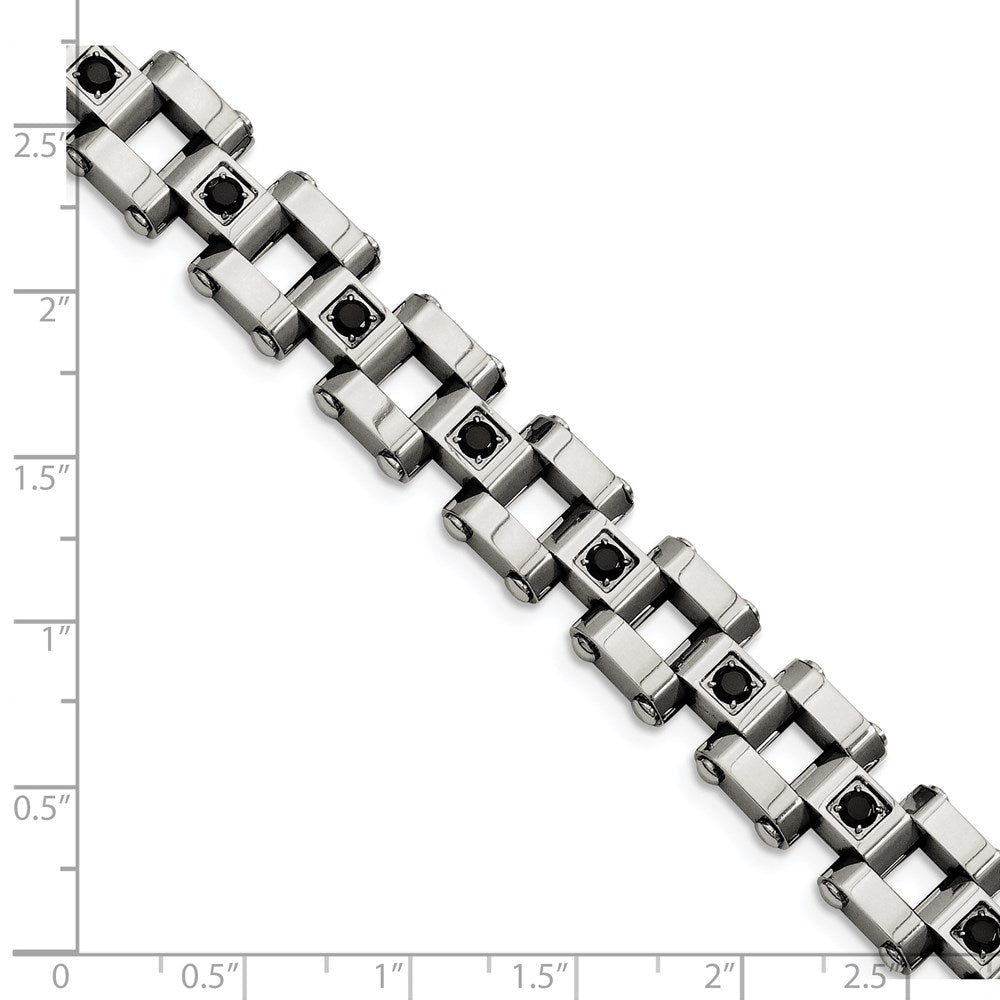 Chisel Stainless Steel Polished with 1 carat Black Diamond 8.5 inch Bracelet