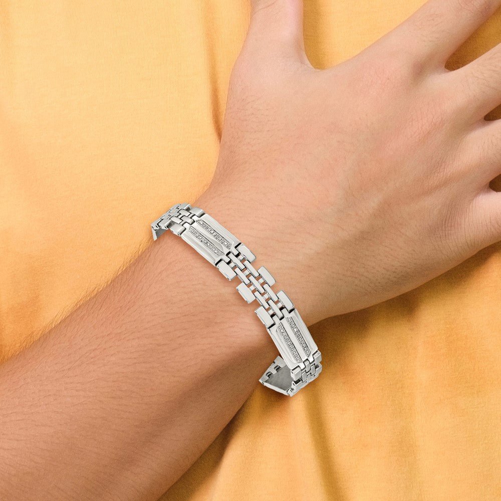 Chisel Stainless Steel Polished with 1/4 carat Diamond 8.75 inch Fancy Bracelet