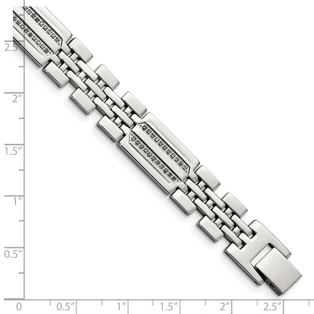 Chisel Stainless Steel Polished with 1/4 carat Diamond 8.75 inch Fancy Bracelet